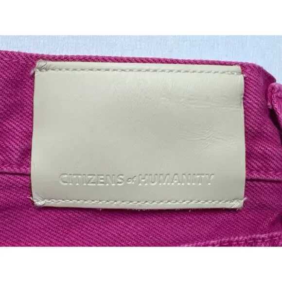 Citizens of Humanity Women's Ayla Undone Hem Crop Pink Denim Jeans -27 (28x20.5) - Picture 4 of 9